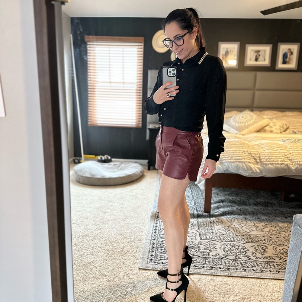 Molly Bracken Red Faux Leather ShortsNWT
